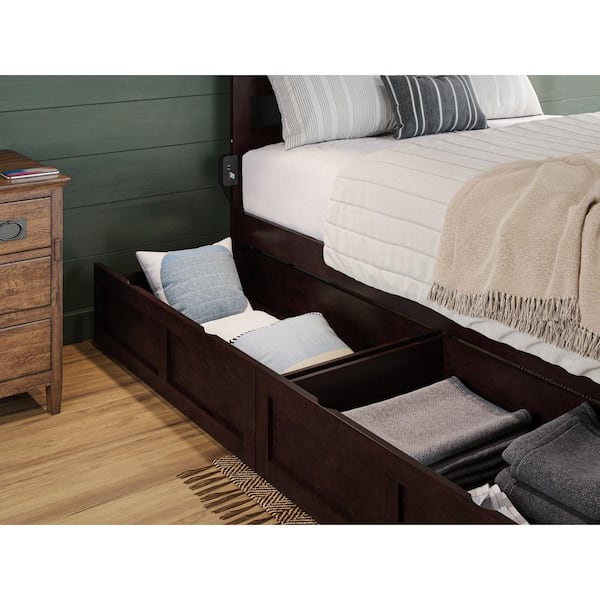 AFI Espresso Dark Brown Size (36 3/8 In. Wide, 23 3/8 in. Depth, 10 1/4 in. Height) Roller Bed Drawers (Set of 2)