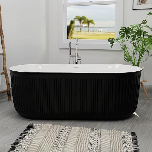 Doric 67 in. x 31 in. Acrylic Non-Whirlpool Soaking Bathtub with Center Drain in Black