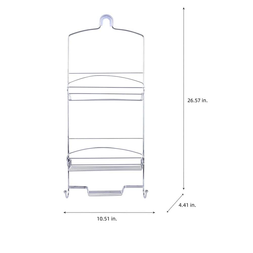 Chrome Rectangular Suction Mount Metal Shower Caddy