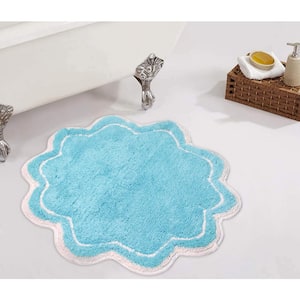 Allure Collection 100% Cotton Tufted Round Bath Rug, 30 in. Round, Turquoise