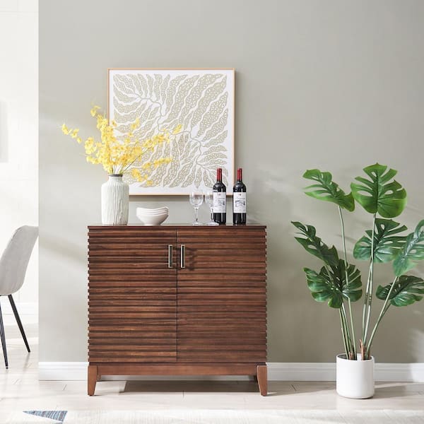 Morden Fort Rustic Brown MDF 36 in. Sideboard Accent Storage Cabinet Wood Buffet with Doors for Kitchen Living Room Entryway Hallway