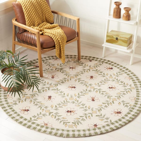 Chelsea Ivory/Green 3 ft. x 3 ft. Round Border Area Rug