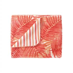 Hot Tropics Coral Orange 50 in. x 70 in. Flannel Throw Blanket