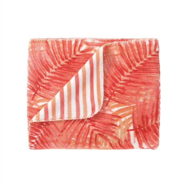 Tommy Bahama Hot Tropics Coral Orange 50 in. x 70 in. Flannel Throw Blanket