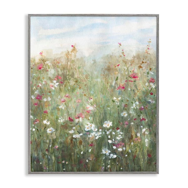Stupell Industries Fragrant Wildflower Field by Jessie Perry Gray Framed Nature Giclee Art Print 20 in. x 16 in.