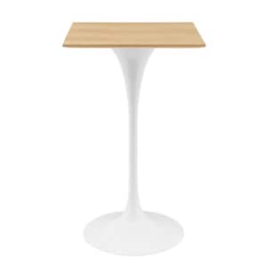 Lippa 28 in. White Natural Metal Square Bar Table