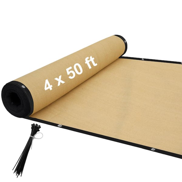 4 ft. x 50 ft. Privacy Fence Screen 90% Blockage Shade Temporary Fencing for Wall Gazebo Backyard Beige (2-Pack)