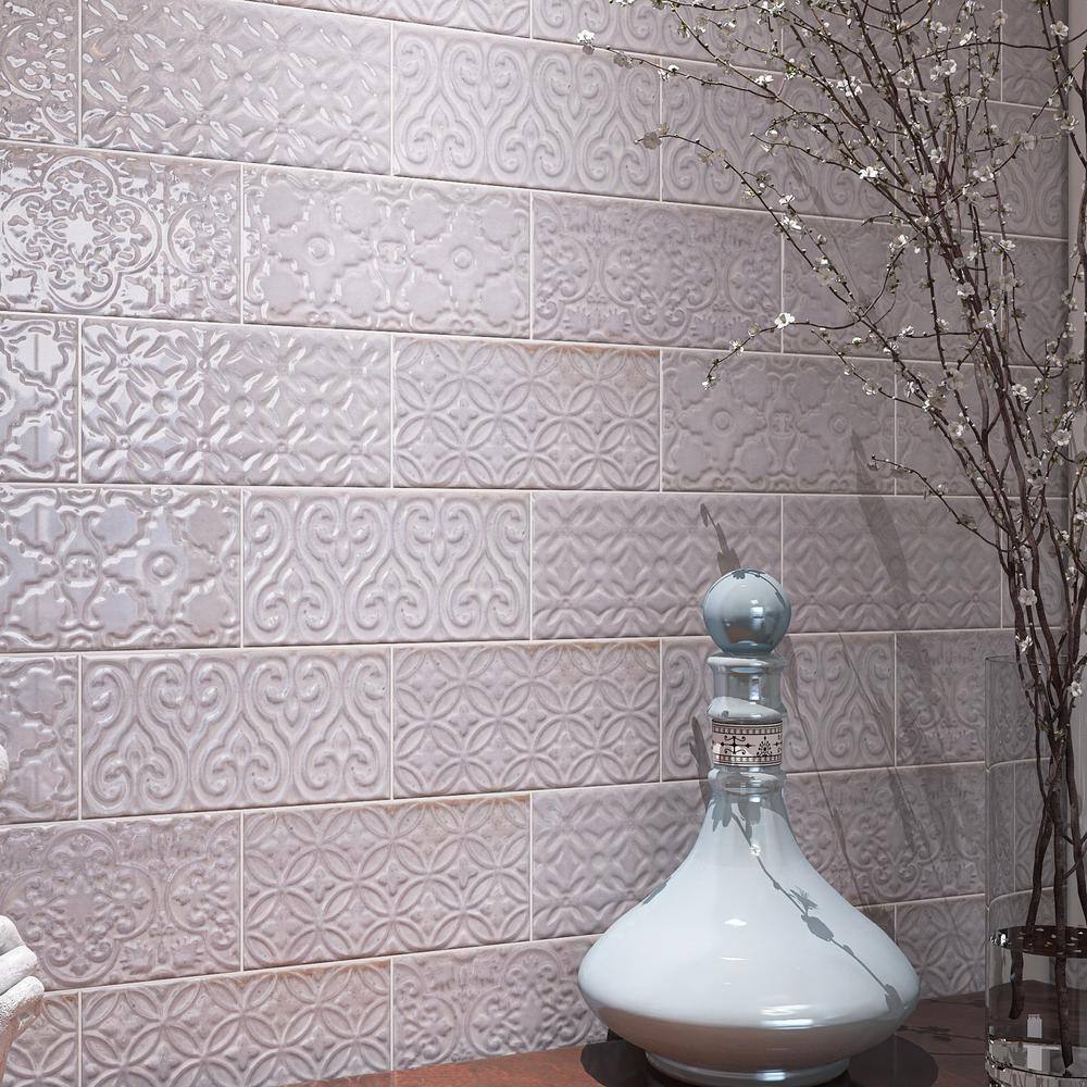 Zurbaran Gris Polished Ceramic Subway Wall Tile Set