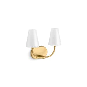 Kernen By Studio McGee Two-Light Brushed Moderne Brass Wall Sconce