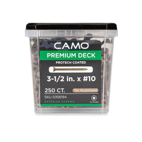 CAMO 3-1/2 in. #10 Tan Star Drive Exterior Bugle Head Wood Deck Screws (250-Count)