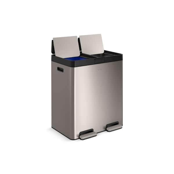 KOHLER 82L Stainless Steel Dual-Bin Step Trash Can 23828-ST - The