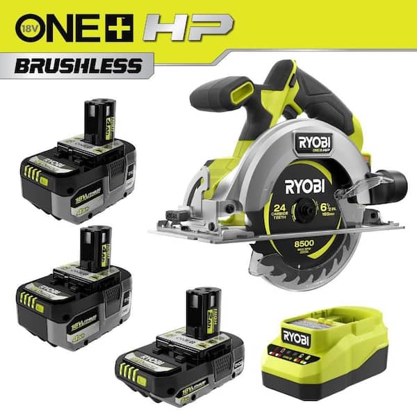 ONE+ HP 18V Brushless Cordless Compact 6-1/2 in. Circular Saw Kit with (2) 4.0 Ah HIGH PERFORMANCE Batteries and Charger