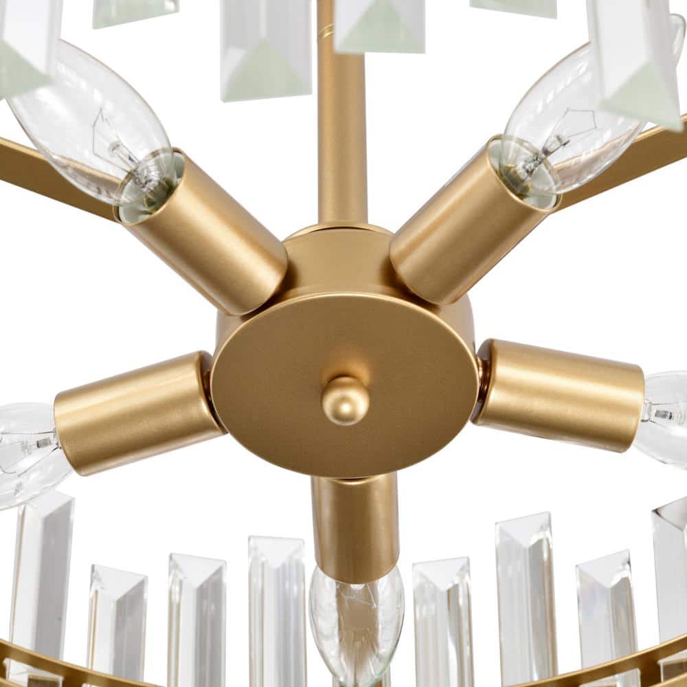 Casandra Glossy Brass 5-Light Crystal Drum Flush Mount