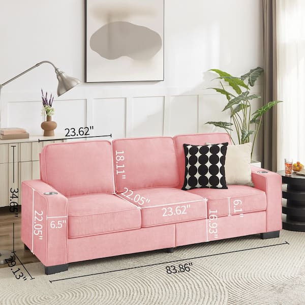 Noble House Thodore Modern 83.86 in. Square Arms Upholstered