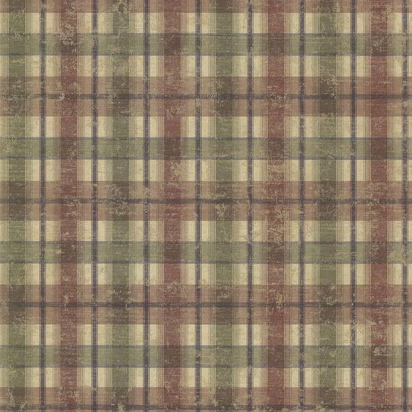 Chesapeake Nellie Brick Wooden Plaid Paper Strippable Wallpaper (Covers 56.4 sq. ft.)