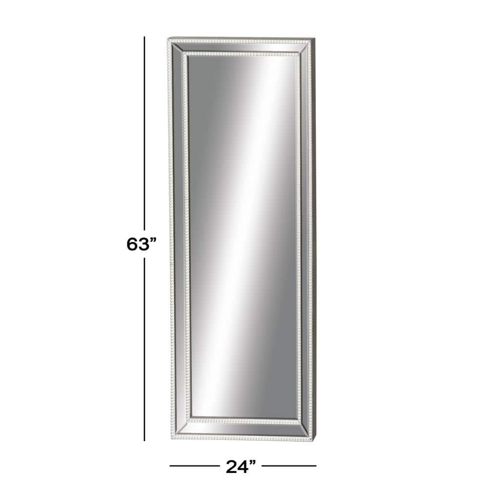 Modern Silver Full Length Rectangular Leaning Mirror