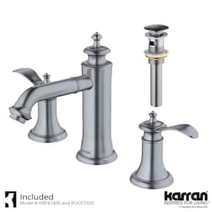 Vineyard Widespread 2-Handle 3 Hole Bathroom Faucet with Matching Pop-Up Drain in Stainless Steel