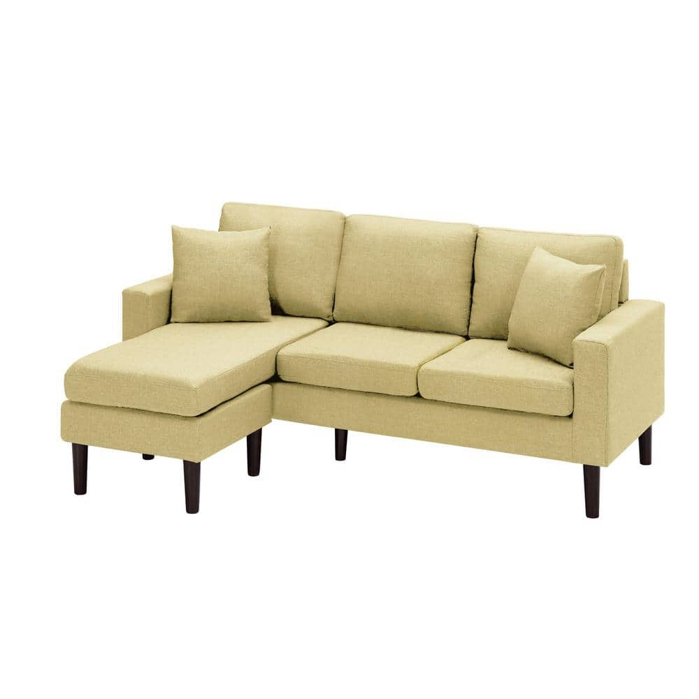 J&E Home 77.16 in. W Square Arm 2-piece Polyester L Shape Left Hand Facing  Sectional Sofa in Light Gray with 2-Pillows GD-W22339317 - The Home Depot