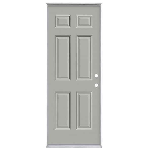 Masonite 32 in. x 80 in. 6-Panel Left Hand Inswing Painted Steel Prehung Front Exterior Door No Brickmold