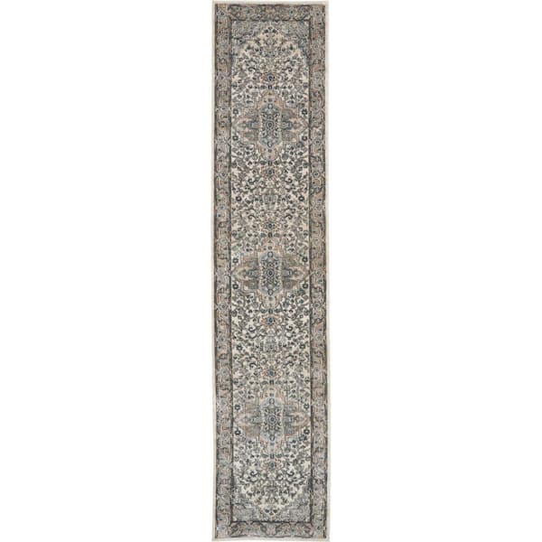 Concerto Ivory/Grey 2 ft. x 10 ft. Persian Modern Kitchen Runner Area Rug