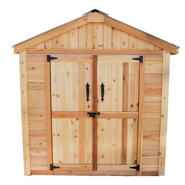 Outdoor Living Today 6 ft. W x 3 ft. D Cedar Wood Shed Space Master with Double Doors and Metal Roof (18 sq. ft.)