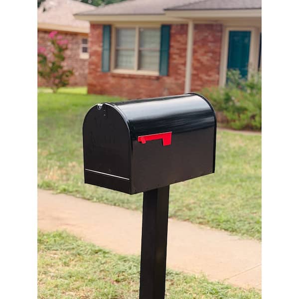 Stanley Black, Extra Large, Steel, Post Mount Mailbox