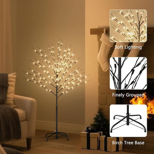 6 ft. Lighted Tree with Warm White LED Lights for Holiday Decor Artificial Tree with Lighting Modes