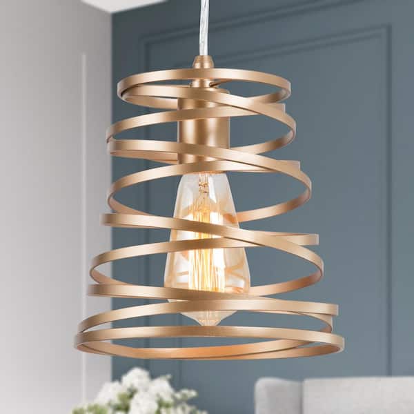 Lnc Gold Pendant Light Modern Cage 1, Contemporary Hanging Light Fixtures