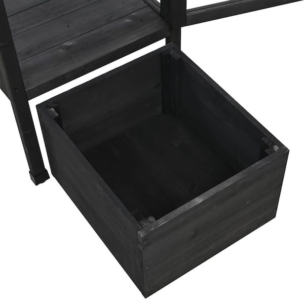 18 in. W x 19.7 in. D Wood Black Portable Cold Frame, Garden