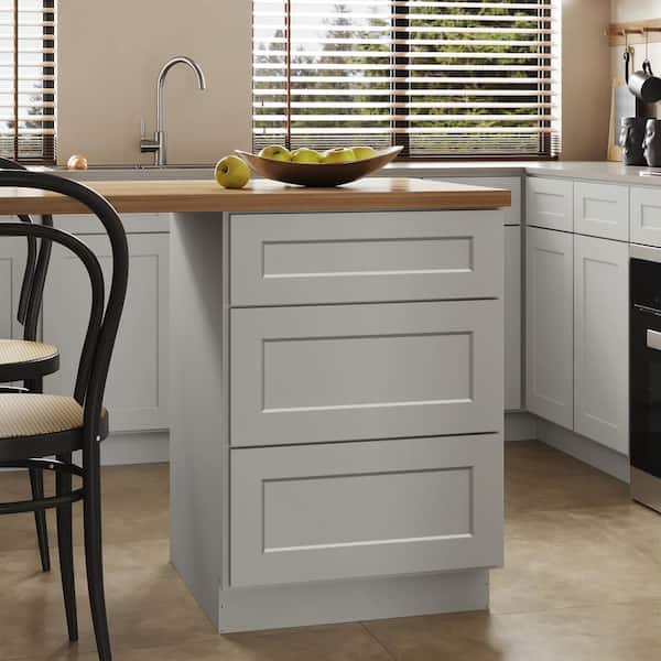 Hausvita 24 in. W x 24 in. D x 34.5 in. H Ready to Assemble Plywood Base Kitchen Cabinet with 3-Drawers in Shaker Dove
