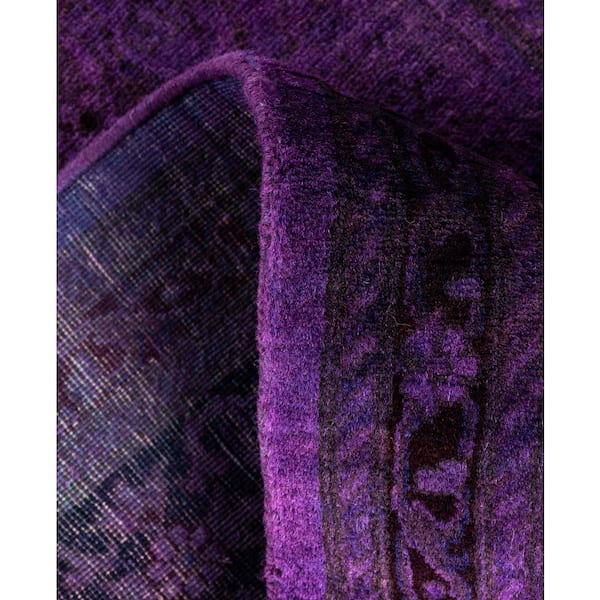 Overdyed Purple 2 ft. x 8 ft. Solid Wool Indoor Runner Rug