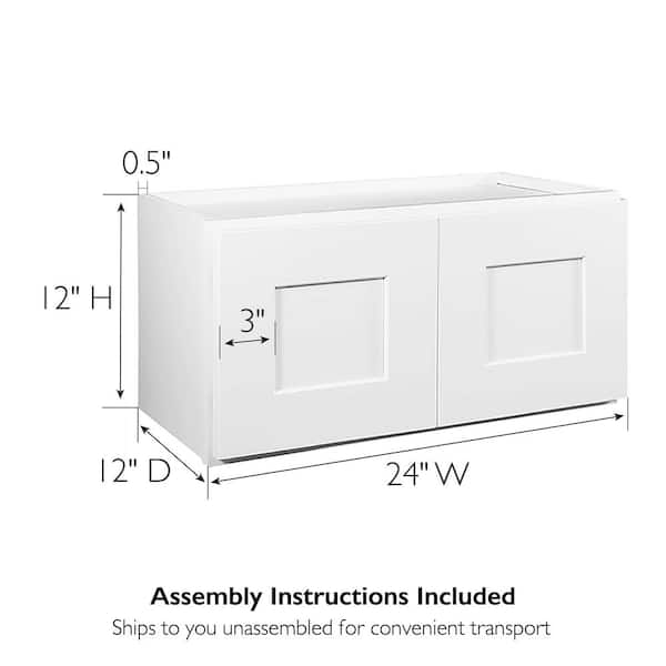 Design House Brookings Solid Wood Ready to Assemble Shaker 12 in. x 36 in. x 36 in. 2 Door Wall Kitchen Cabinet W2412 in White