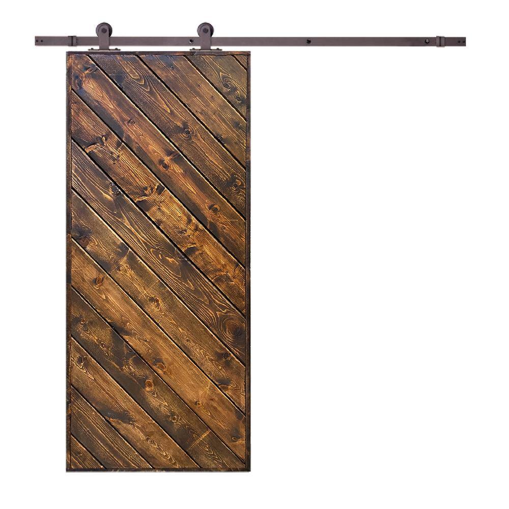 CALHOME Modern European 36 in. x 84 in. Pre Assembled Walnut Stained