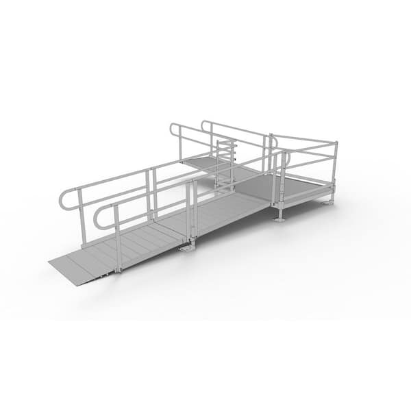 EZ-ACCESS PATHWAY 16 ft. L-Shaped Aluminum Wheelchair Ramp Kit with ...