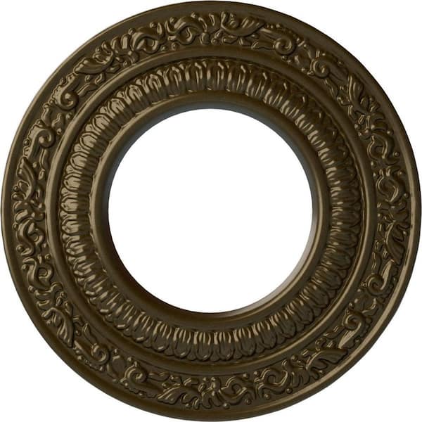 Ekena Millwork 8-1/8" x 4-1/8" ID x 1/2" Andrea Urethane Ceiling Medallion (Fits Canopies upto 4-1/8"), Brass