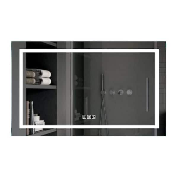 FORCLOVER 40 in. W x 24 in. H Large Rectangular Frameless with Night Light Wall Mount Bathroom Vanity Mirror in White