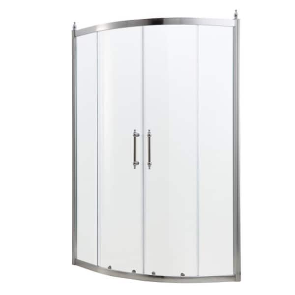 Boosicavelly Double Sliding Semi Frameless Corner Shower Enclosure in Chrome Finish 36 in. W x 75 in. H