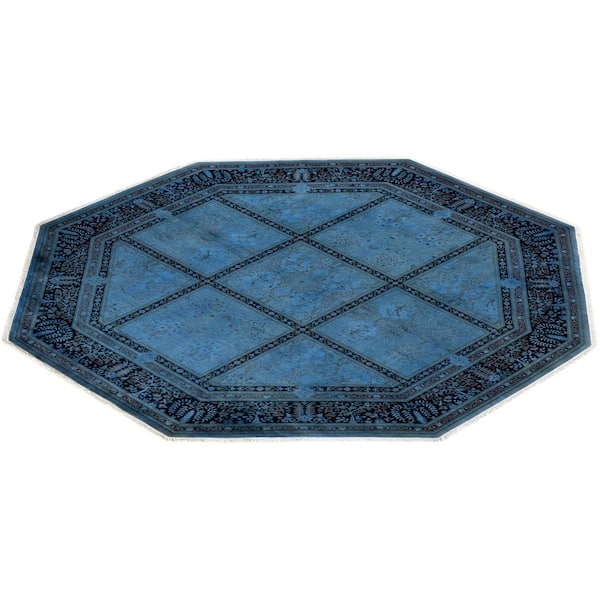 Overdyed Purple 7 ft. x 7 ft. Octagon Wool Indoor Area Rug