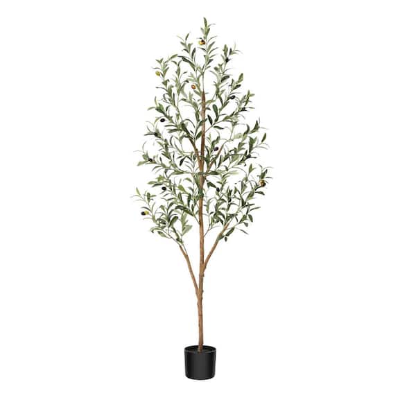 DR.Planzen 5 ft. Artificial Olive Tree in Pot Tall Fake Plant with Faux Branches and Fruits for Modern Office Floor Decor