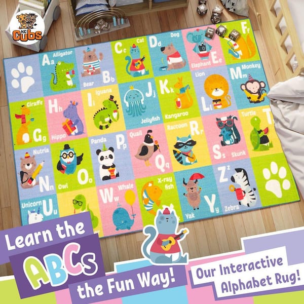 Multi-Color Kids Children Bedroom and Playroom ABC Alphabet Animal Educational Learning 5 ft. x 7 ft. Area Rug