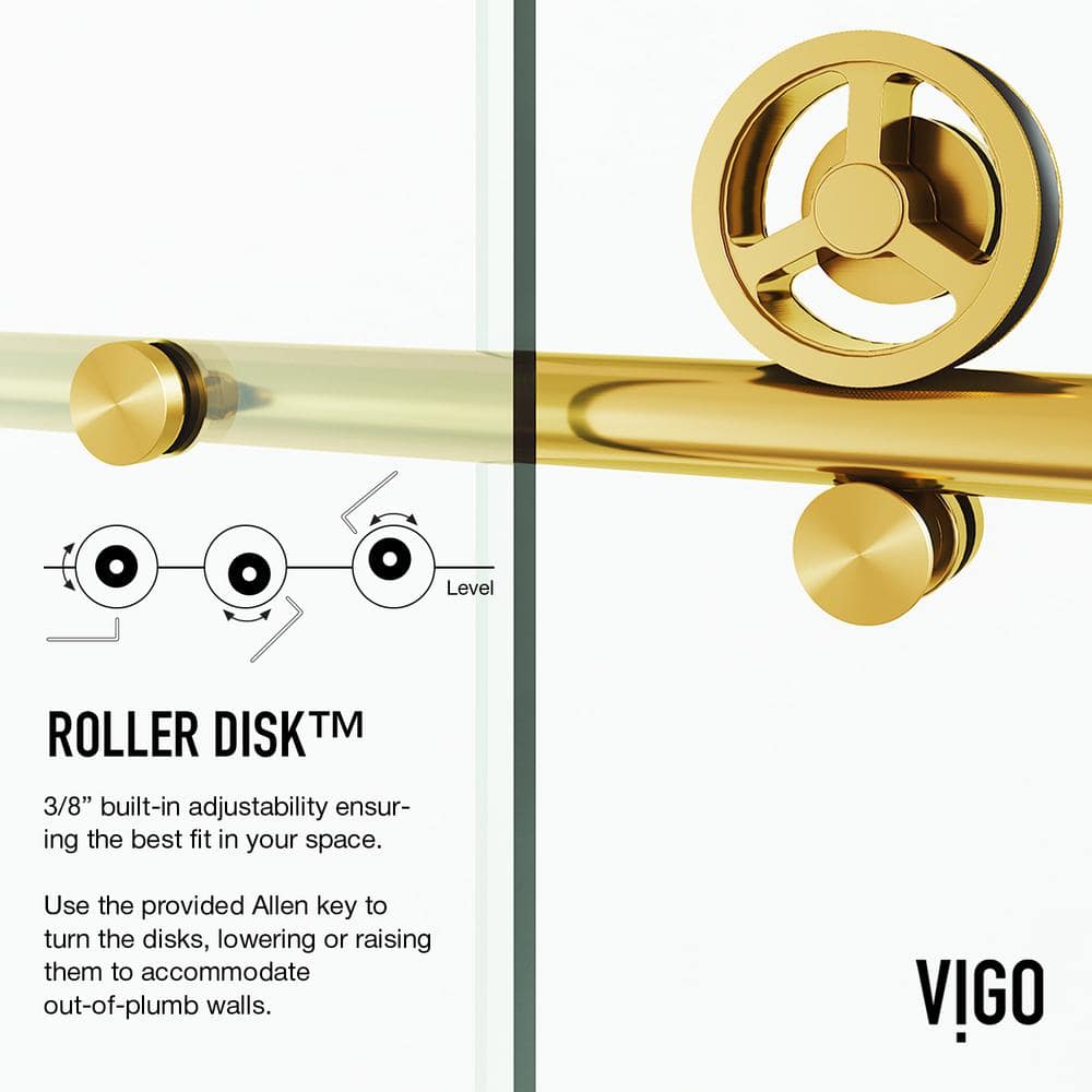 Elan Cass 44-48" Matte Gold Frameless Sliding Shower Door with Clear Glass