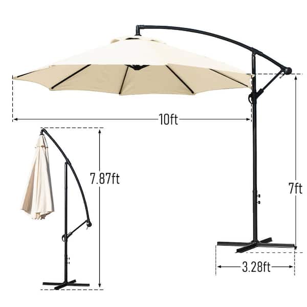 Upgrade 10 Ft Cantilever Patio Offset Umbrella Outdoor Hanging Market With Crank And Cross Base In Beige Ug 10ft The Home Depot Upgrade 10 Ft Cantilever Patio Offset, Outdoor Hanging Umbrella
