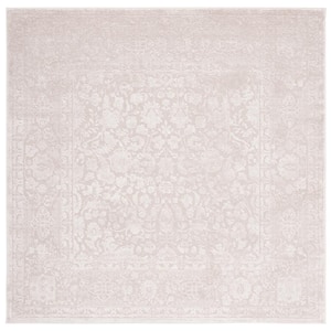 Reflection Cream/Ivory Doormat 3 ft. x 3 ft. Floral Distressed Square Area Rug
