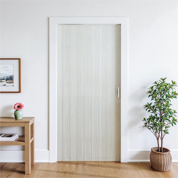 32 in. x 80 in. White Finished PVC Interior Folding Accordion Door with Hardware Kit