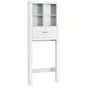 24 in. W x 65 in. H x 8 in. D White Over-the-Toilet Storage with 4 Open Compartments