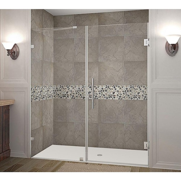 Aston Nautis 71 in. x 72 in. Completely Frameless Hinged Shower Door in Chrome