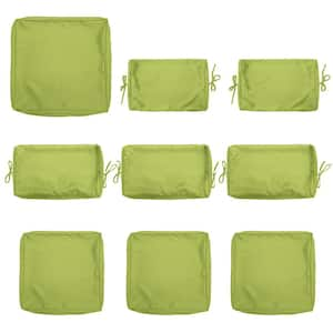 9-Pieces 25.6 in. Outdoor Patio Replacement Slip Covers for 4-Seater Furniture Cushion Grass (Covers Only)