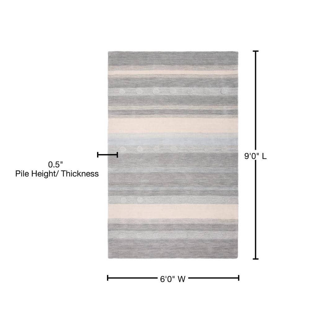 Gray and Ivory Hand-Tufted Wool Kids 6' x 9' Rug
