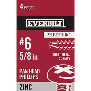 #6 x 5/8 in. Phillips Pan Head Zinc Plated Sheet Metal Screw (4-Pack)