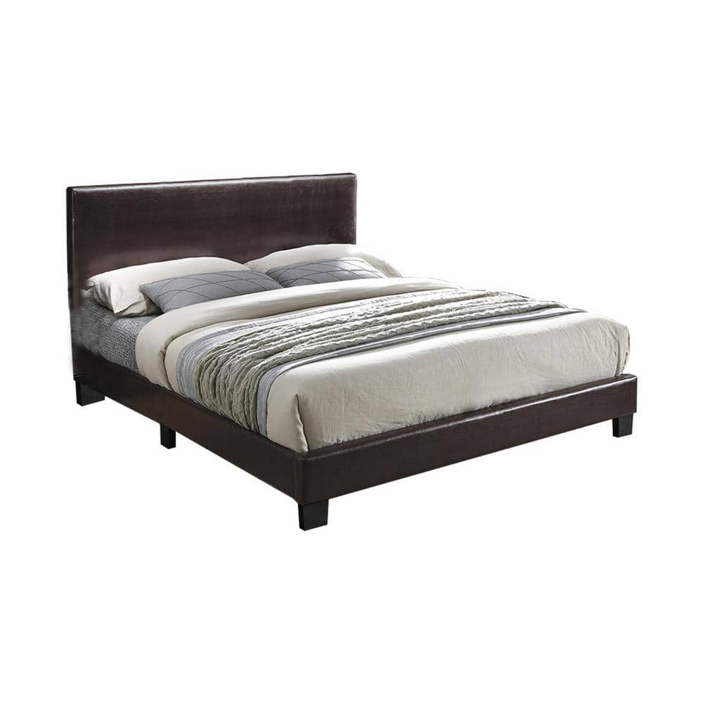 Brown Faux Leather Upholstered Full Bed
